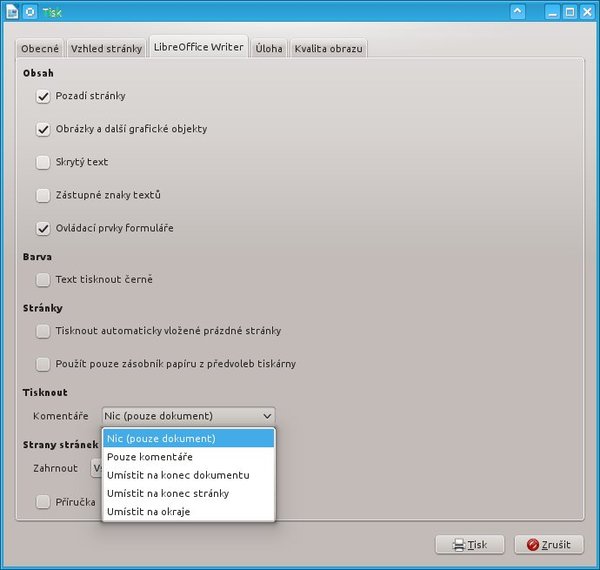 Nastavení tisknutelnosti komentářů (Petr Valach)