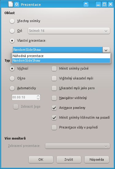 Výběr vlastní prezentace