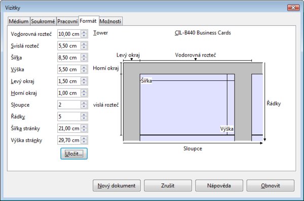 Formát vizitek a papíru