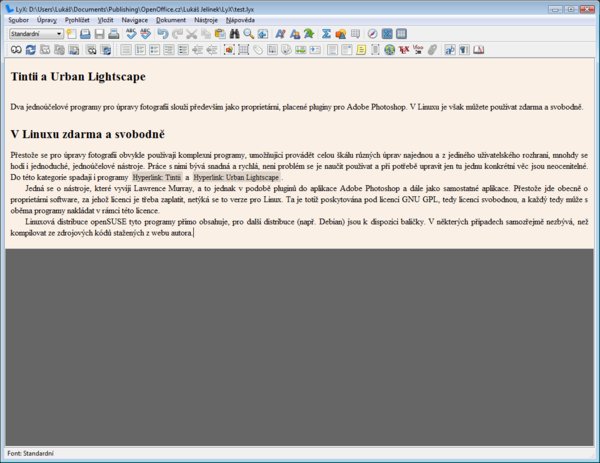 Článek v LyXu