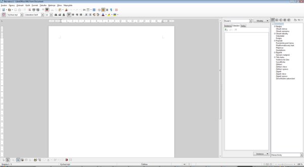 Nový dokument s XML formulářem