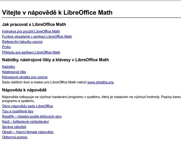 Domovská stránka nápovědy modulu Math
