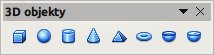 Až 8 různých 3D objektů lze vkládat z panelu 3D objekty