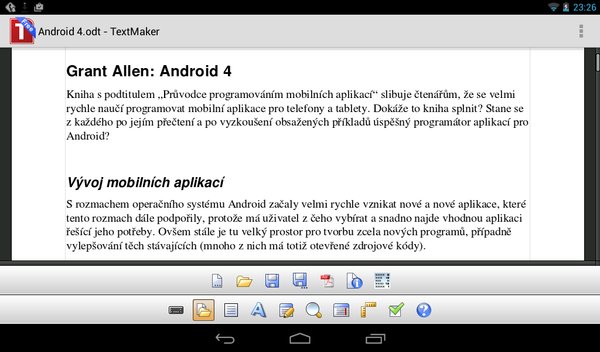 Textový dokument v aplikaci TextMaker Mobile