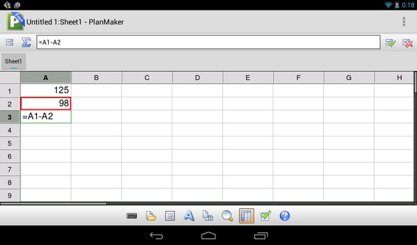 Práce s tabulkou v programu PlanMaker Mobile