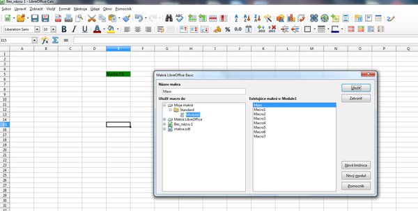 Okno Makrá LibreOffice Basic