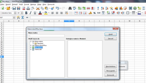 Okno Makrá LibreOffice Basic