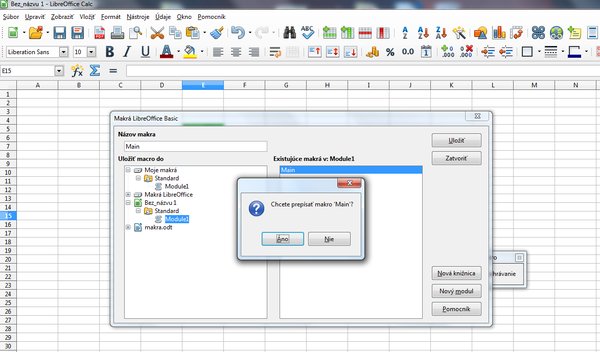 Hláška o prepisaní makrá main