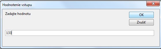 Zadanie číselnej hodnoty a stlačenie tlačítka OK