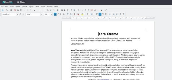Výchozí prostředí LibreOffice v Open365