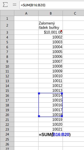 Funkce sumy v Calcu
