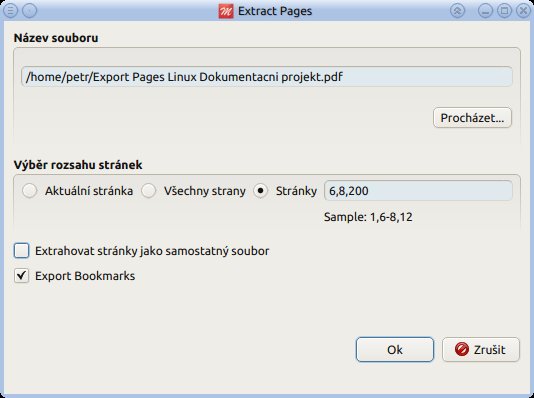 Export vybraných stránek do samostatných souborů