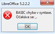Chybová hláška﻿