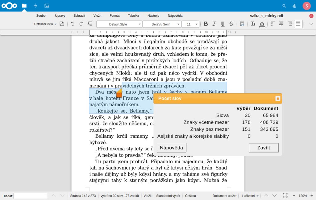 LibreOffice Online s dialogovým oknem z desktopové verze﻿