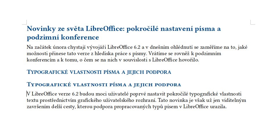 Nadpis kapitálkami vytvořenými zmenšením velkých písmen (nahoře) a pravými kapitálkami﻿