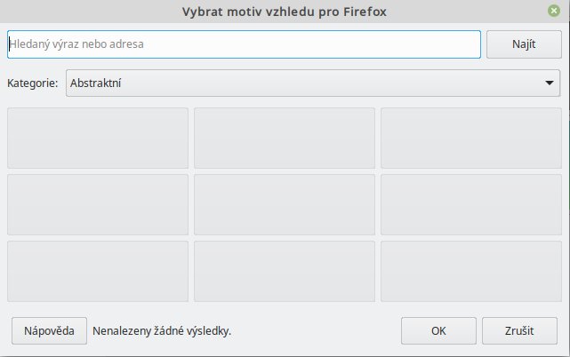 Prozatím nefunkční vyhledávání v okně Přizpůsobení