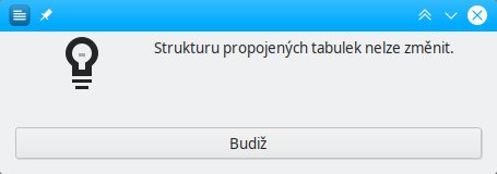 Upozornění na nemožnost editace struktury tabulky