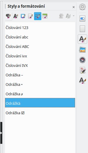 Odrážkové seznamy ve Stylistovi