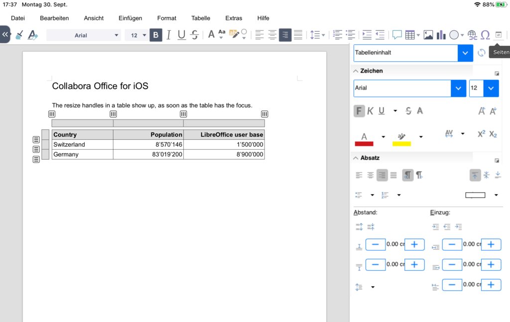 Náhled na mobilní verzi LibreOffice