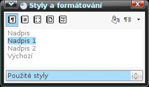 Kategorie Použité styly
