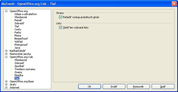 Možnosti OpenOffice.org Calc | Tlač