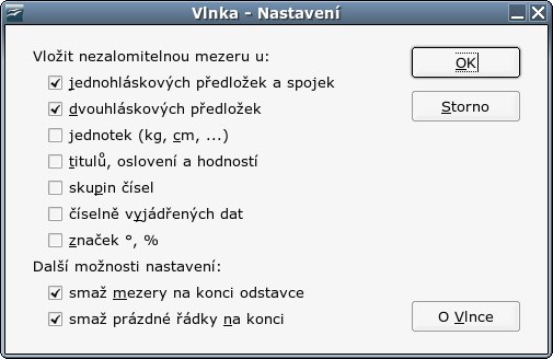 Nastavení Vlnky