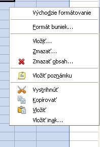 Kontextová ponuka Východzie formátovanie