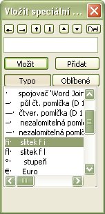 Možnosti vkladania špeciálnych znakov