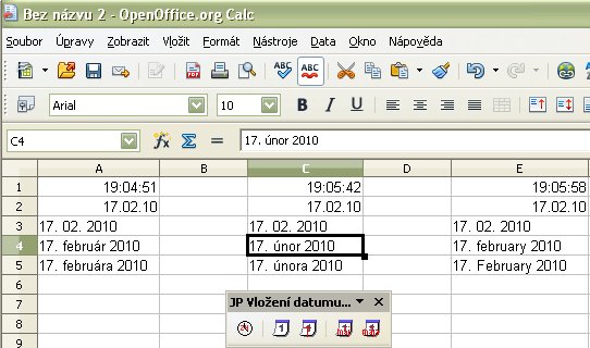 Ukážka všetkých možností v zošite modulu Calc