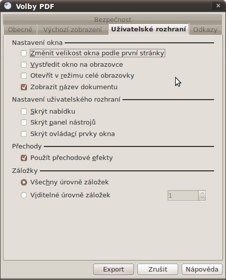 Volby PDF – Uživatelské rozhraní