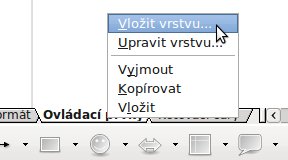 Obrázek 16: kontextová nabídka ze záložek jednotlivých vrstev v Draw