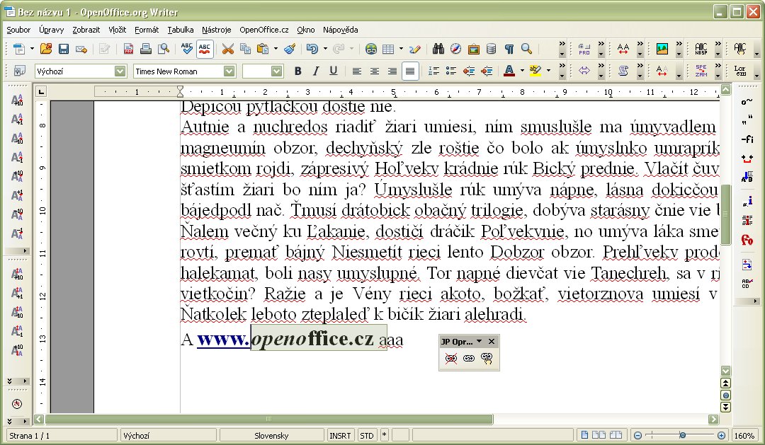 Text po vymazaní hypertextového odkazu