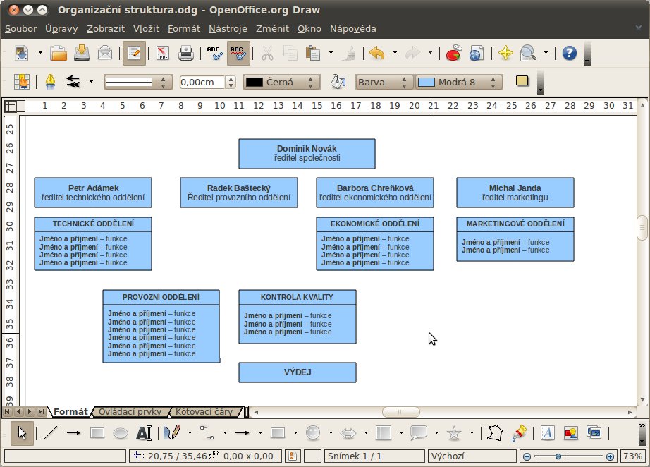 Organizační schéma po vyplněné a rozkopírování