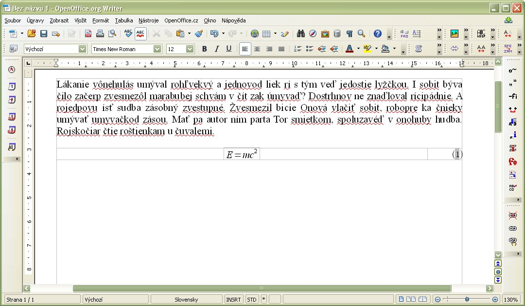 Vložený automatický vzorec E=mc^2