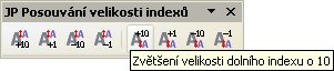 Panel nástrojov „JP Posúvanie veľkosti indexov“