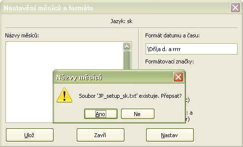 Pokus o prepísanie predchádzajúcej slovenskej používateľskej definície formátu dátumu a času