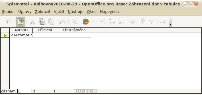 Tabulka Spisovatel
