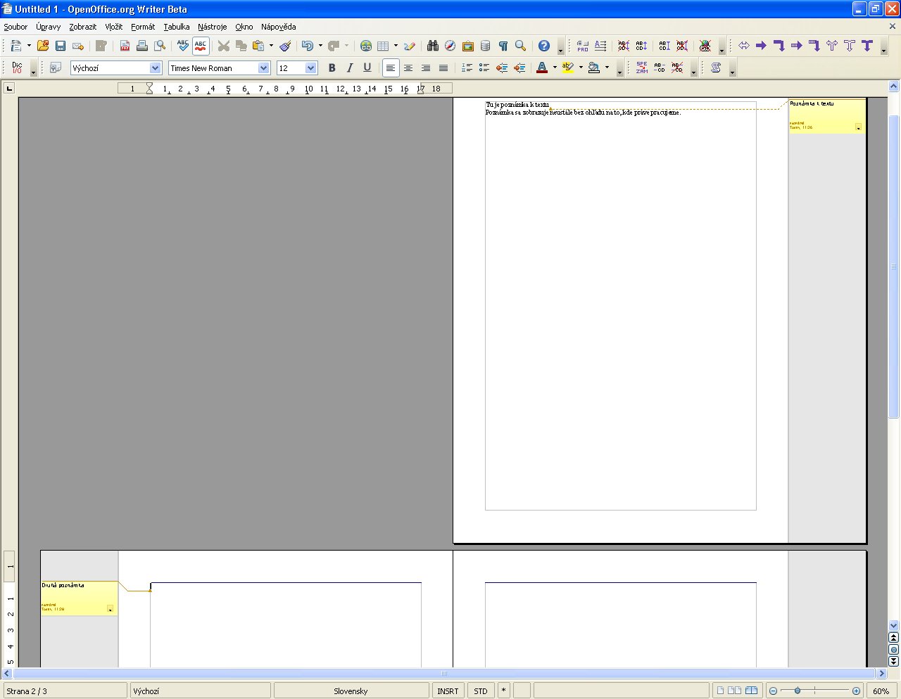Poznámky v texte vo verzii OpenOffice.org 3