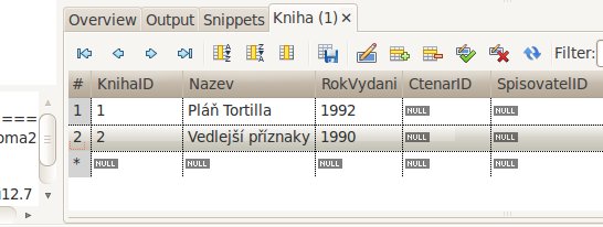 Data v tabulce Kniha potřebují i hodnoty cizích klíčů dle dalších tabulek