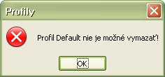 Profil „Default“ nie je možné vymazať
