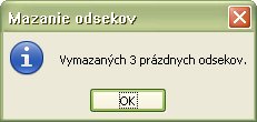 Informácia o počte vymazaných prázdnych odsekov