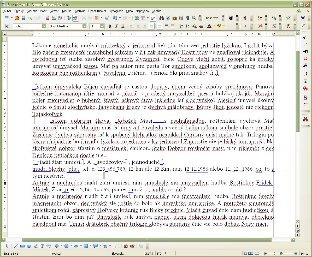Dokument pred opravou typografických chýb (niektoré z nich sú vyznačené)