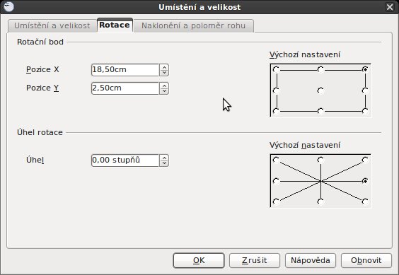 Umístění a velikost – Rotace