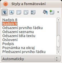 Aktivní okno Styly a formátování