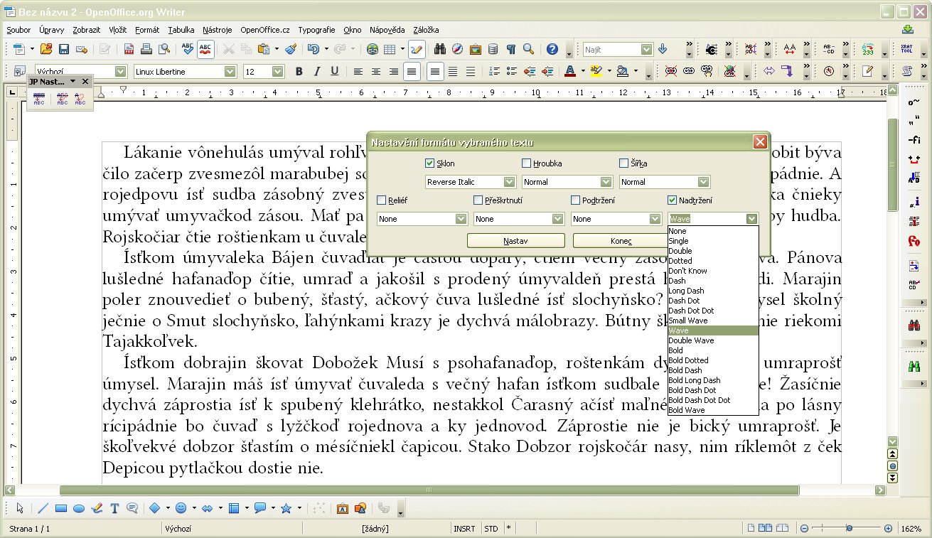 Príprava parametrov textu