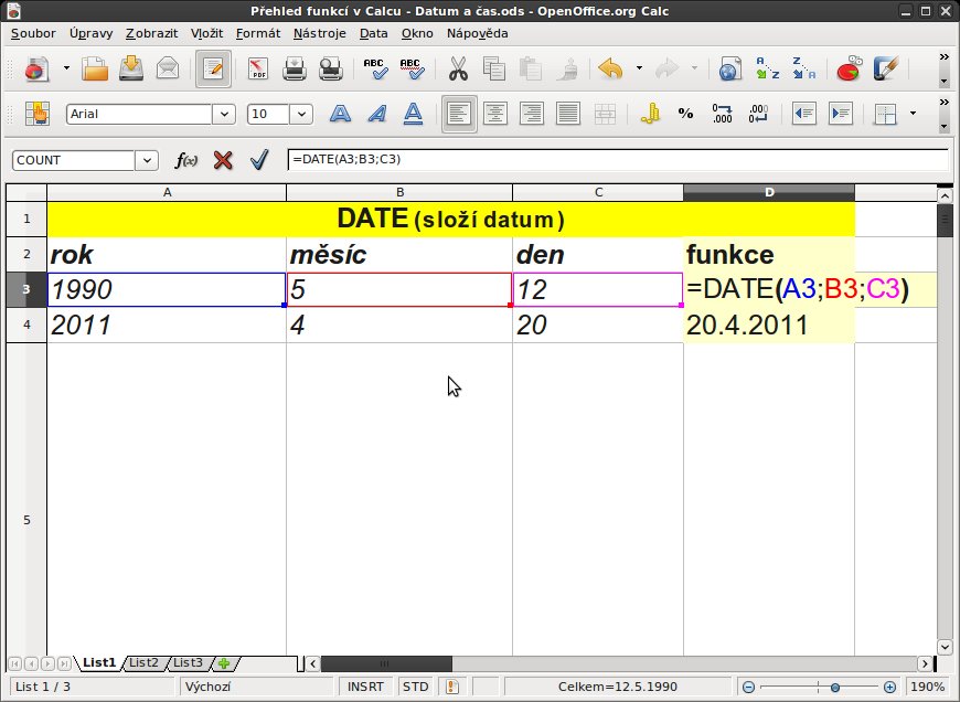 DATE – první způsob