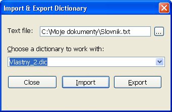 Vlastný import/export slovíčiek