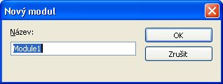 Pojmenování nového modulu