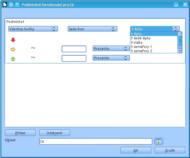 Podmíněné formátování nyní umožňuje splnění podmínky vyjádřit i sadou ikon
