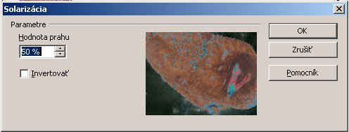 Dialógové okno Solarizácia